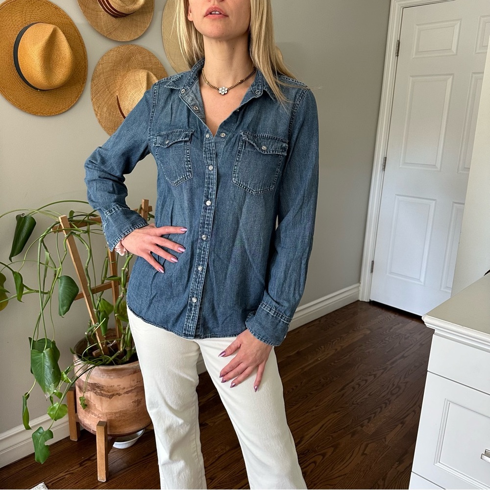 J. Crew dark denim button down size 8 (fitted)